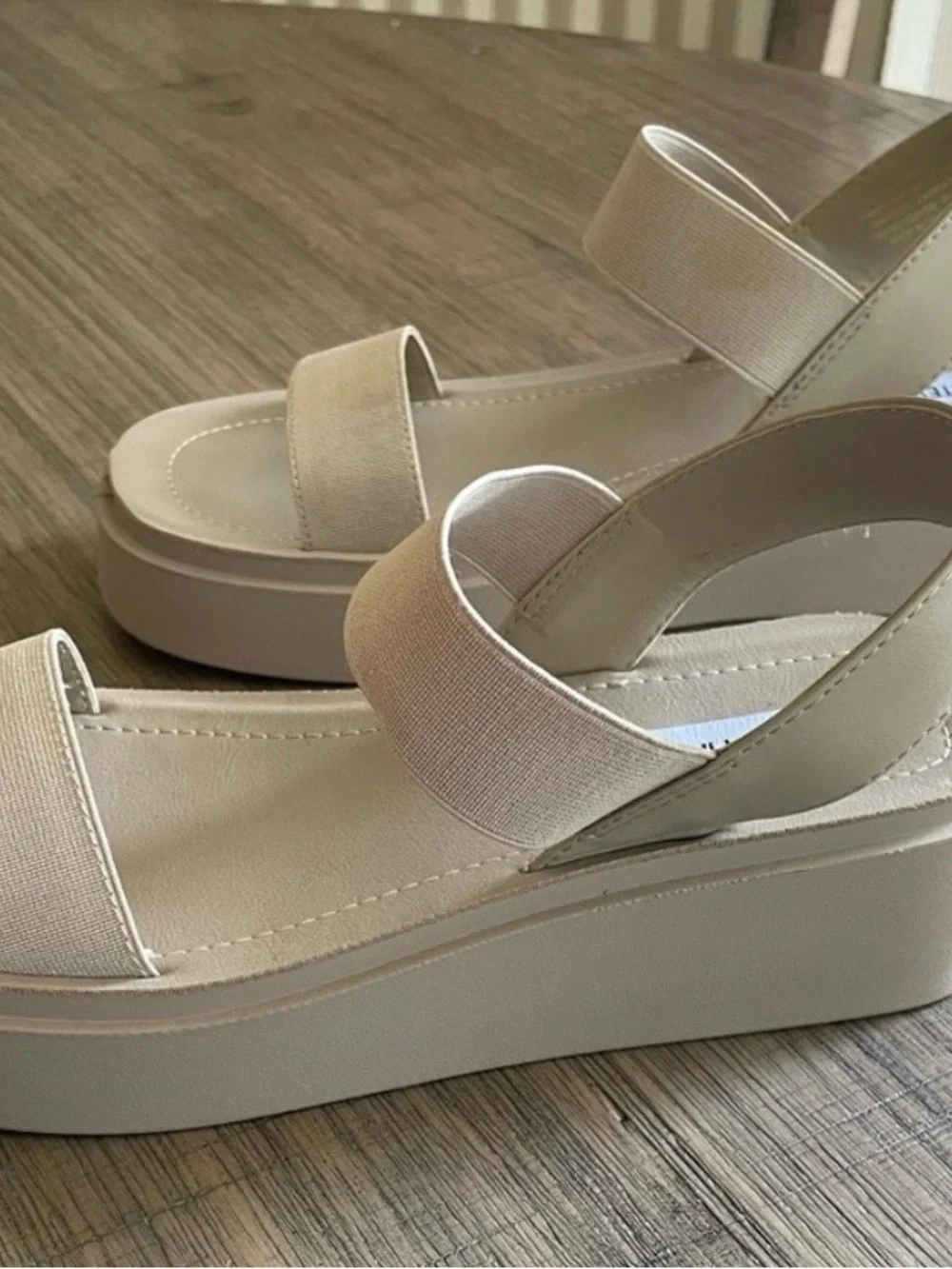Steve Madden Neutral Beige Platform Slingback Sandals